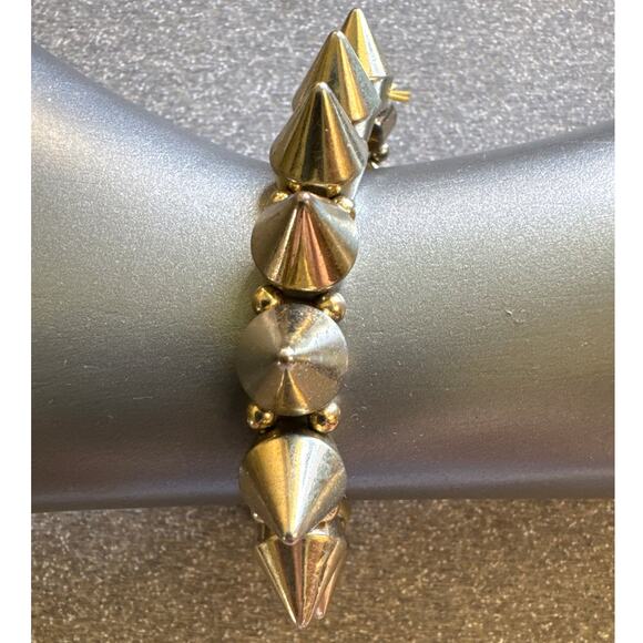 Spiked Gold Tone Stretch Bracelet - Picture 1 of 3